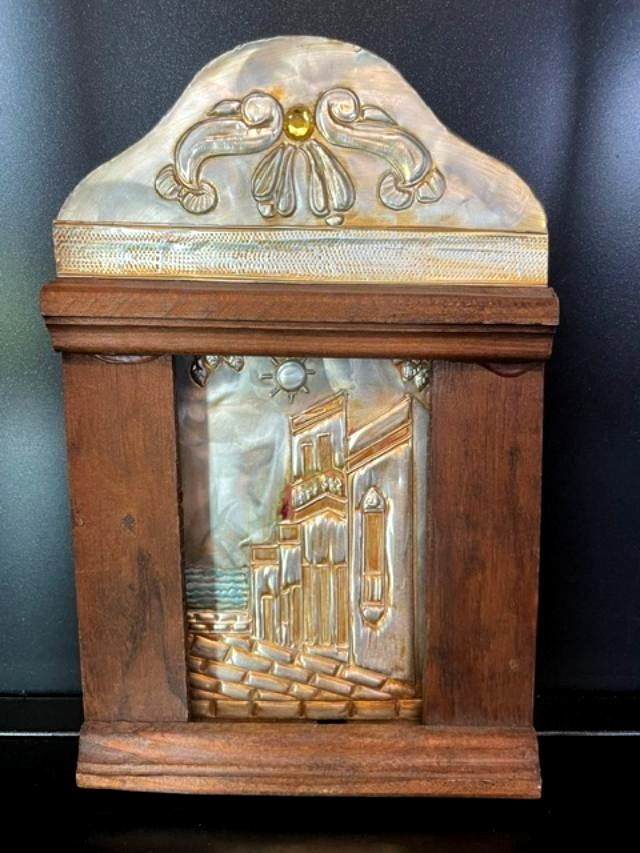 VTG Italian Bas-Relief Silver Foil Mediterranean Sea Folk Art 3D Embossed 8.5\