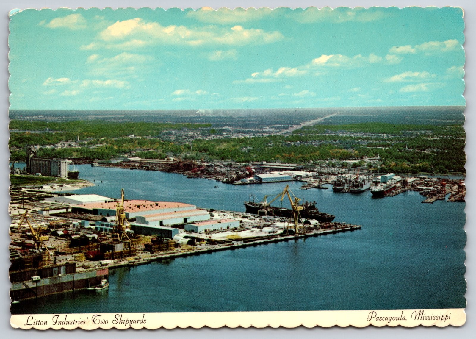 Pascagoula Mississippi Litton Industries Two Shipyards Continental Postcard Pascagoula Mississippi Litton Industries Two Shipyards Continental Postcard
