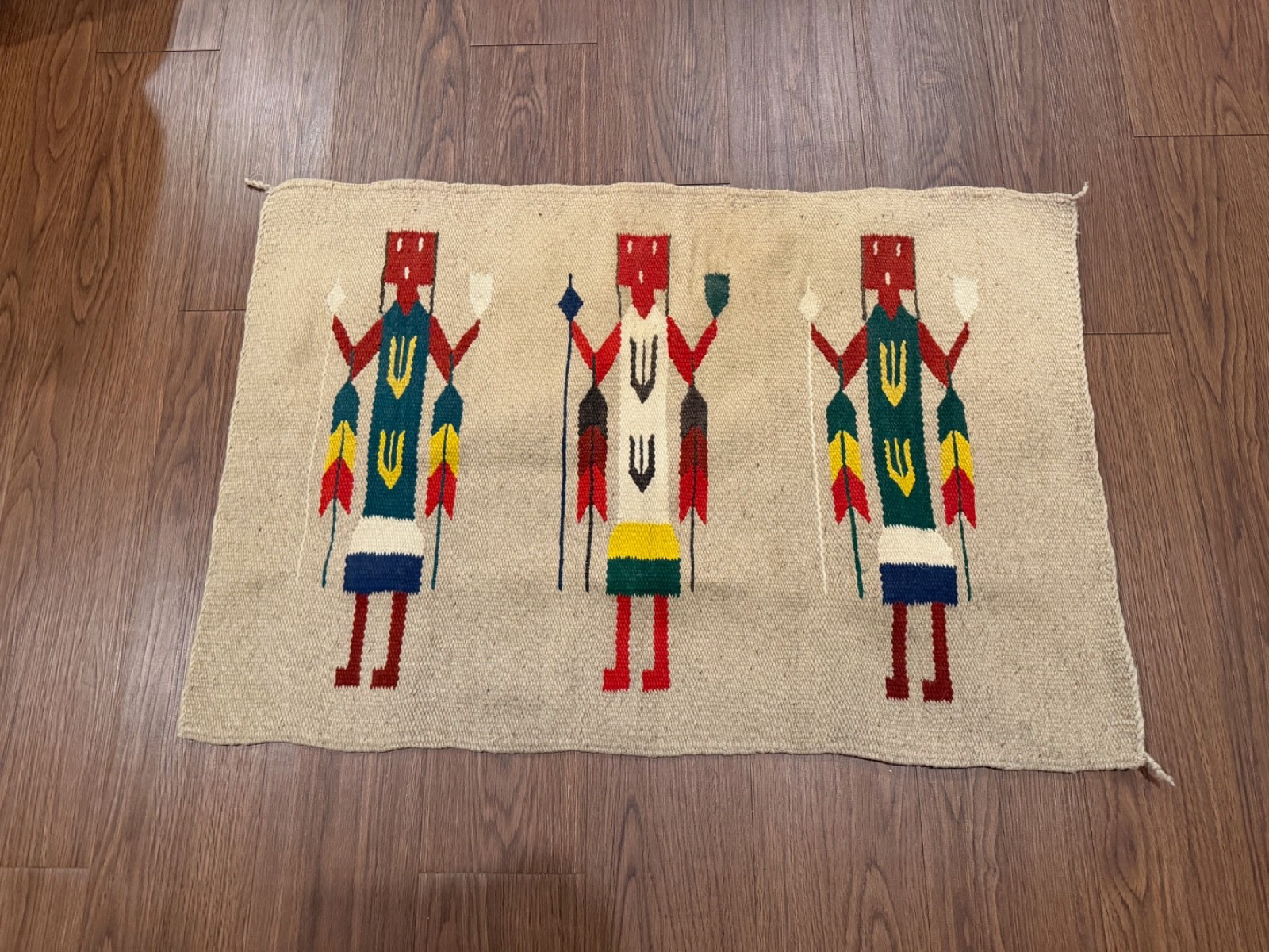 Vintage Mexican Wool Rug / Wall Tapestry Oaxaca Zapotec Corn Maidens Vintage Mexican Wool Rug / Wall Tapestry Oaxaca Zapotec Corn Maidens