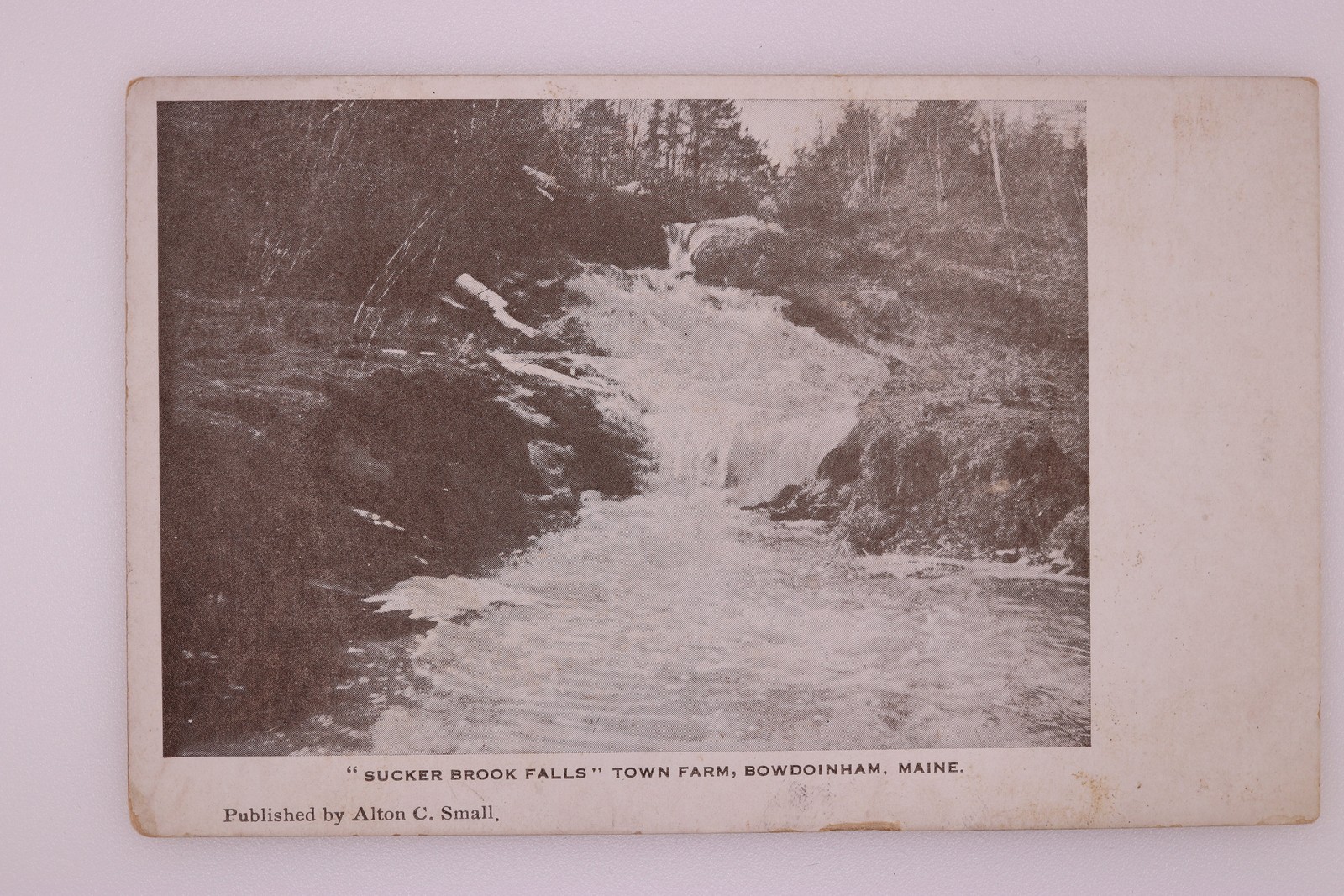 Sucker Brook Falls Bowdoinham Maine 1909 RPPC Alton C Small