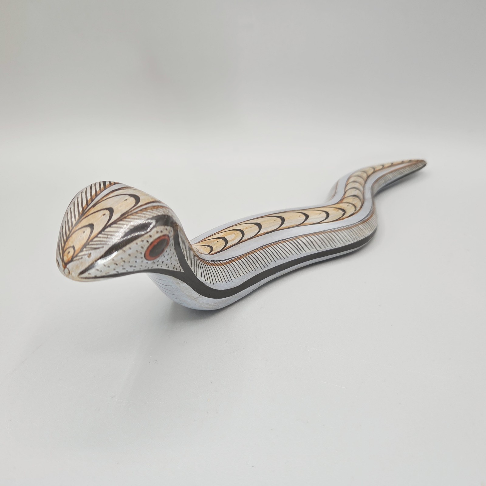 Vintage Mexican Hand Painted Clay Pottery Snake 11