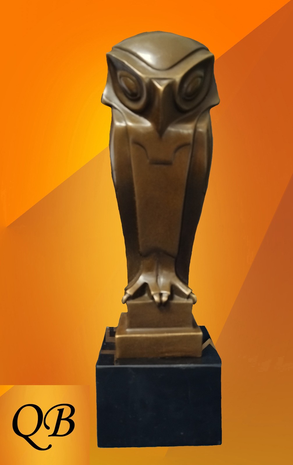 ART DECO BRONZE STATUE 1920\'S STYLISED OWL FIGURINE SCULPTURE CUBIST BIRD FIGURE