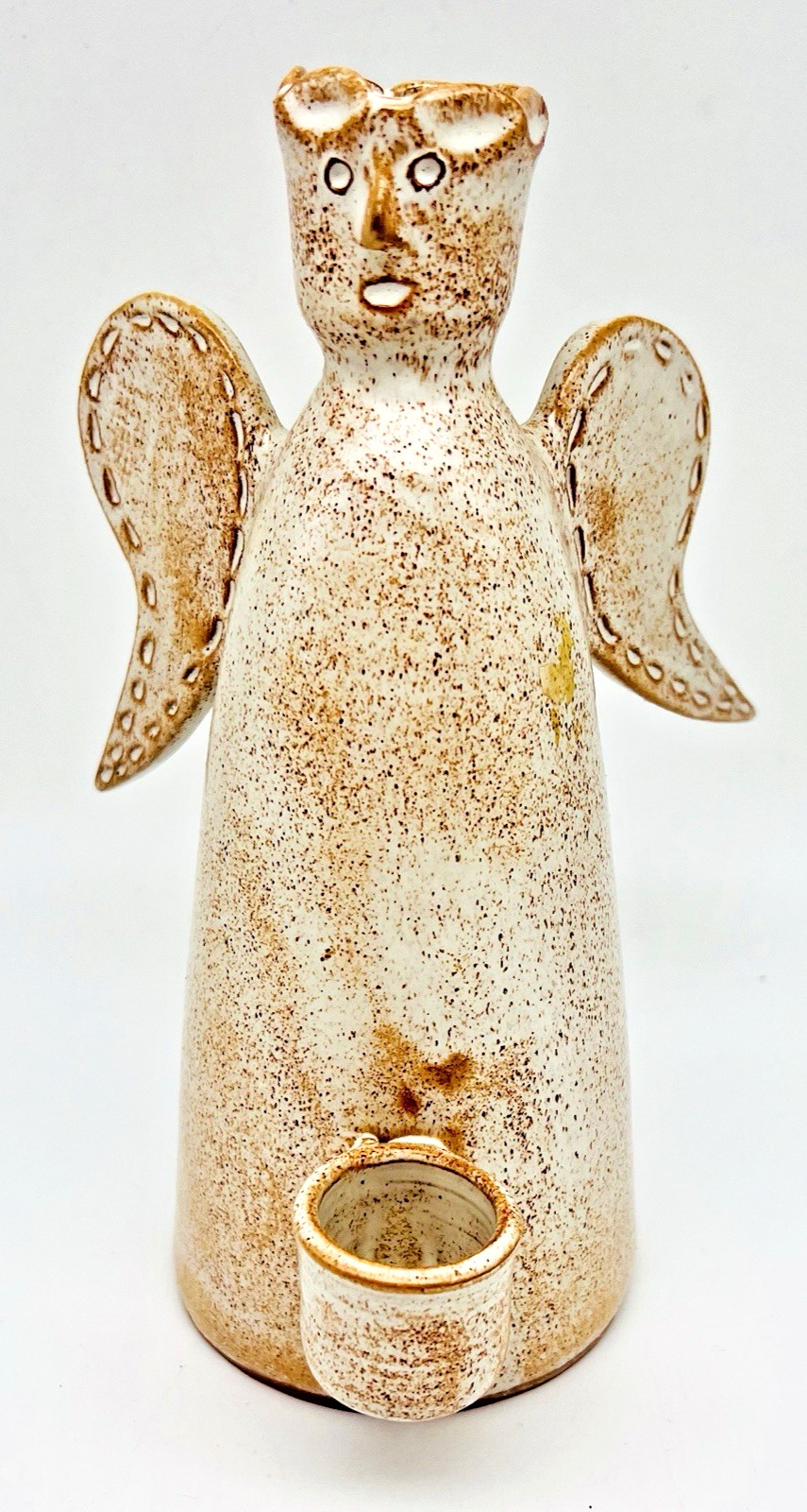 Angel Candle Holder Figurine CHS Cyprus Handicraft Service Pottery 7.5\