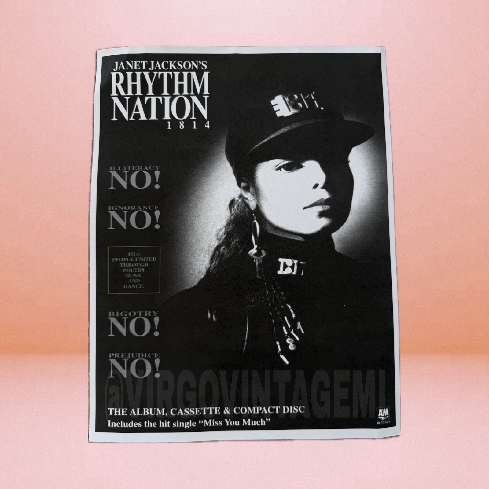 Janet Jackson Rhythm Nation 1814 Promotional Flyer A&M Records (September 1989)