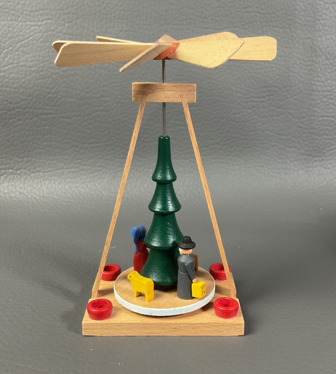 Vintage German Erzgebirge Christmas Pyramid Wood Nativity Candle Carousel - NICE
