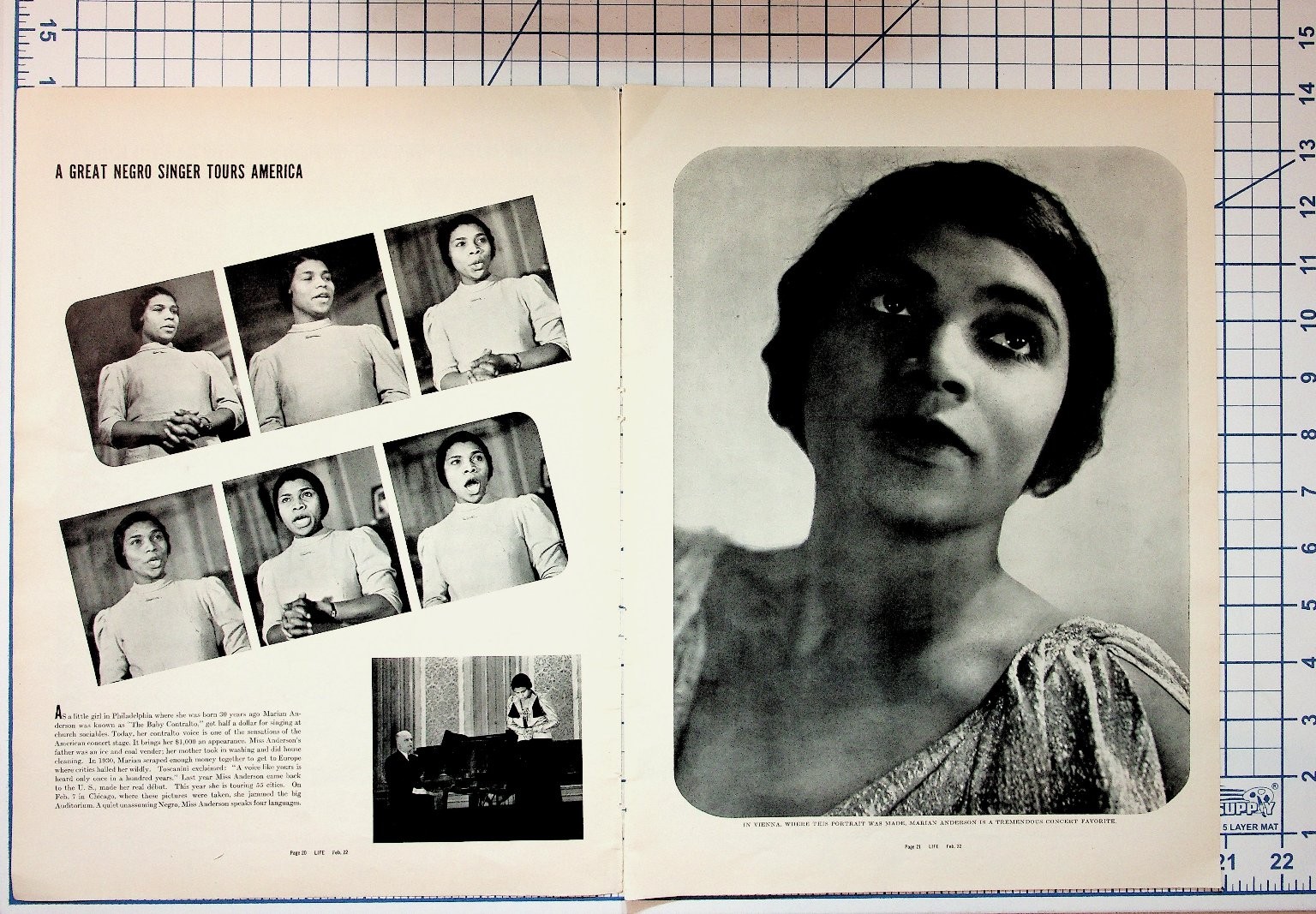 Marian Anderson LIFE Magazine Spread 1930s African American Singer Portrait Marian Anderson LIFE Magazine Spread 1930s African American Singer Portrait