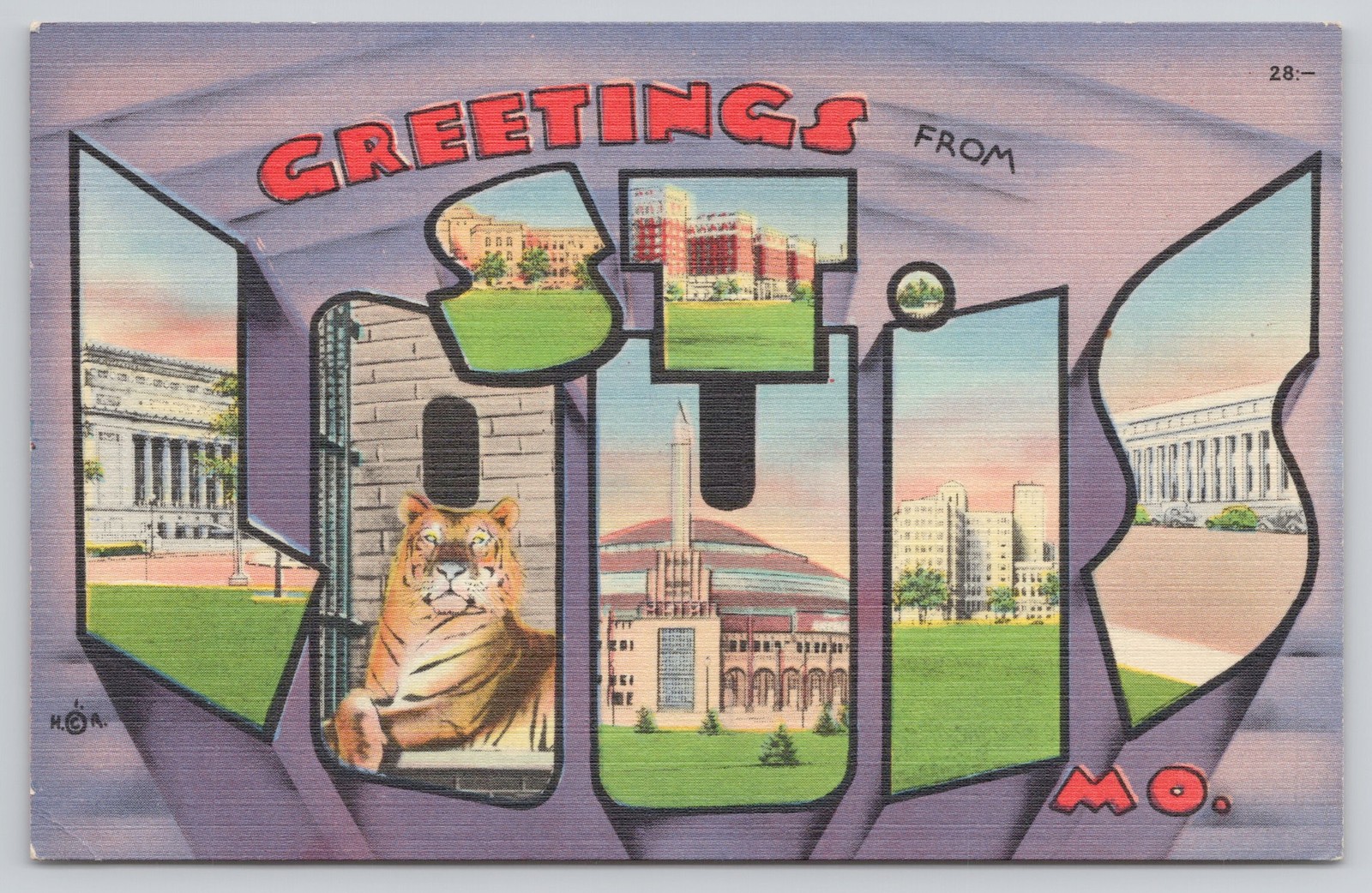 Greetings from St Louis Missouri Large Letter Linen Postcard Posted 1947 Greetings from St Louis Missouri Large Letter Linen Postcard Posted 1947