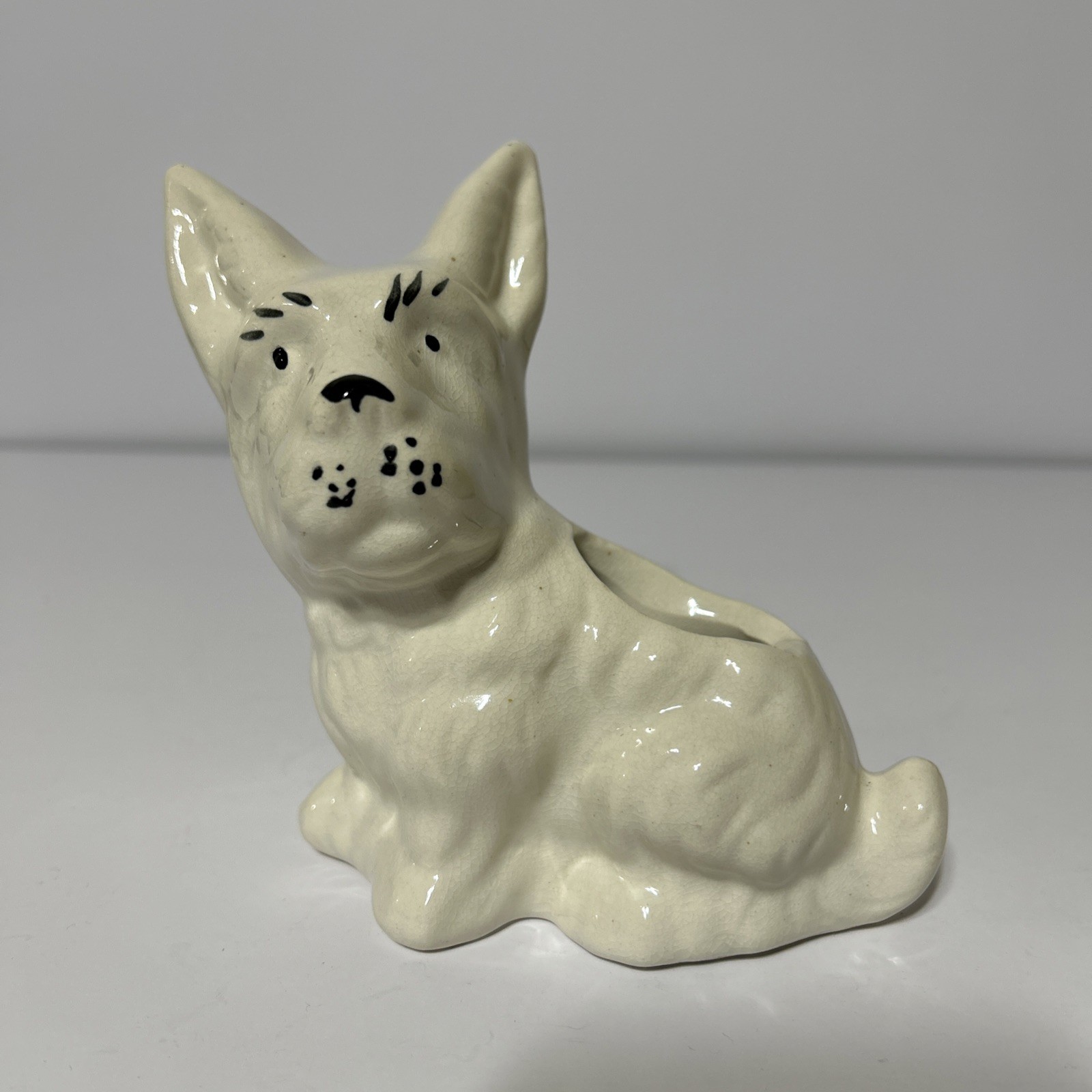 Vintage Ceramic White Scottie Dog Terrier Planter 6\