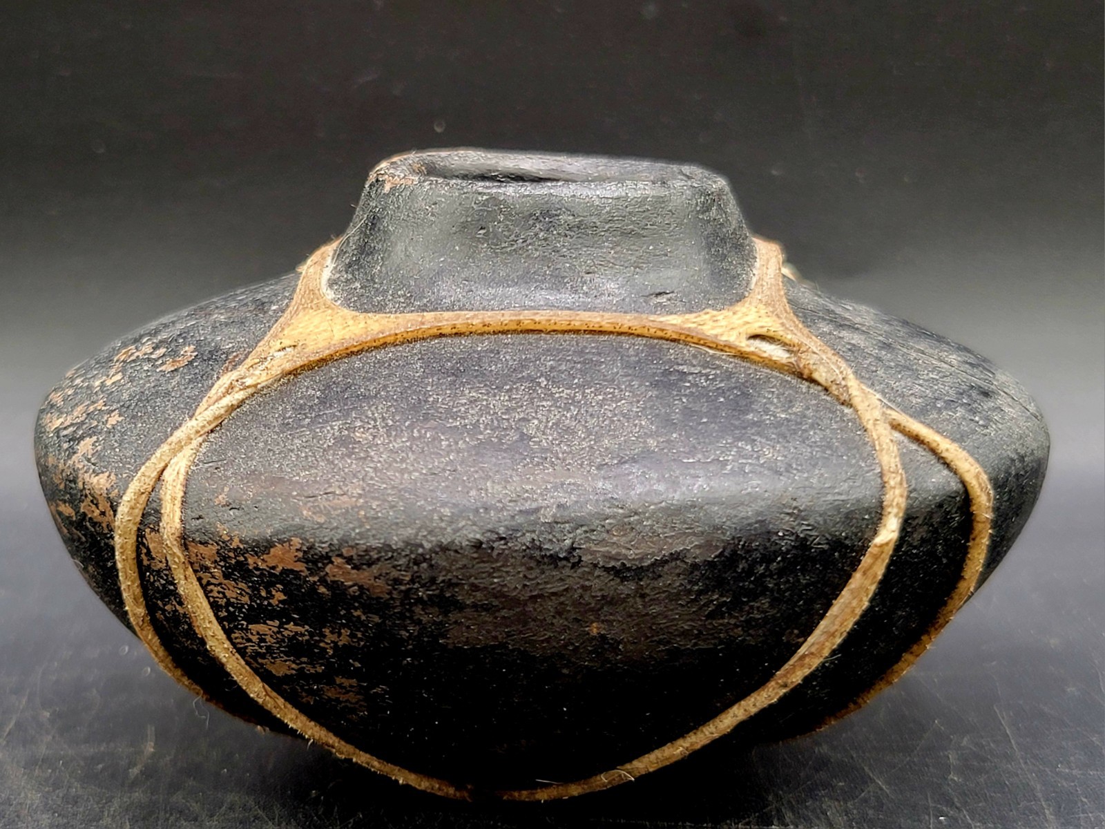 Vintage Tarahumara Pottery Pot Vase With Rawhide Wrap Decor 3\