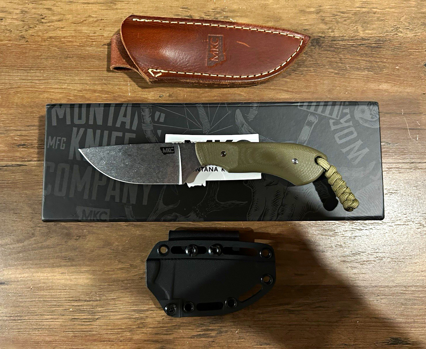 Montana Knife Company Elk Knife (Elkhorn Skinner) w/ leather sheath NIB