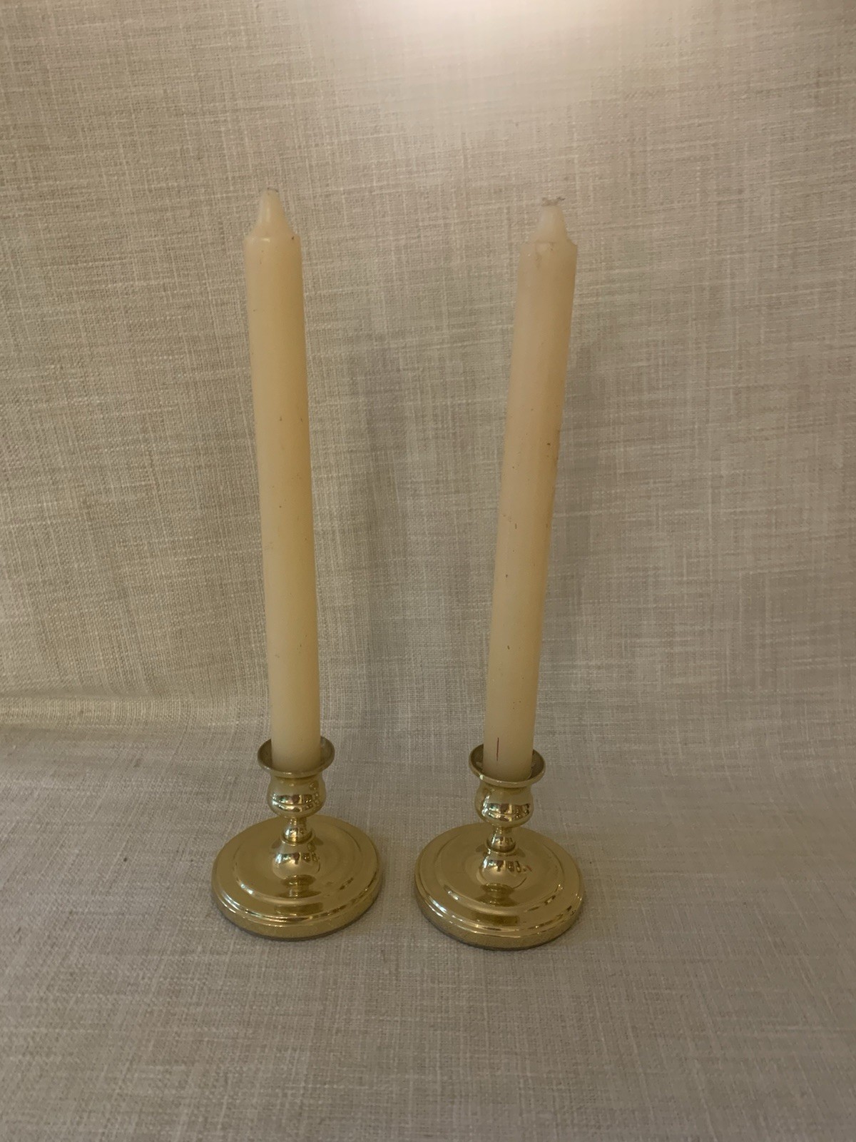 Vintage Pair Baldwin Solid Brass Candlesticks Taper Candle Holder 3” Tall Heavy
