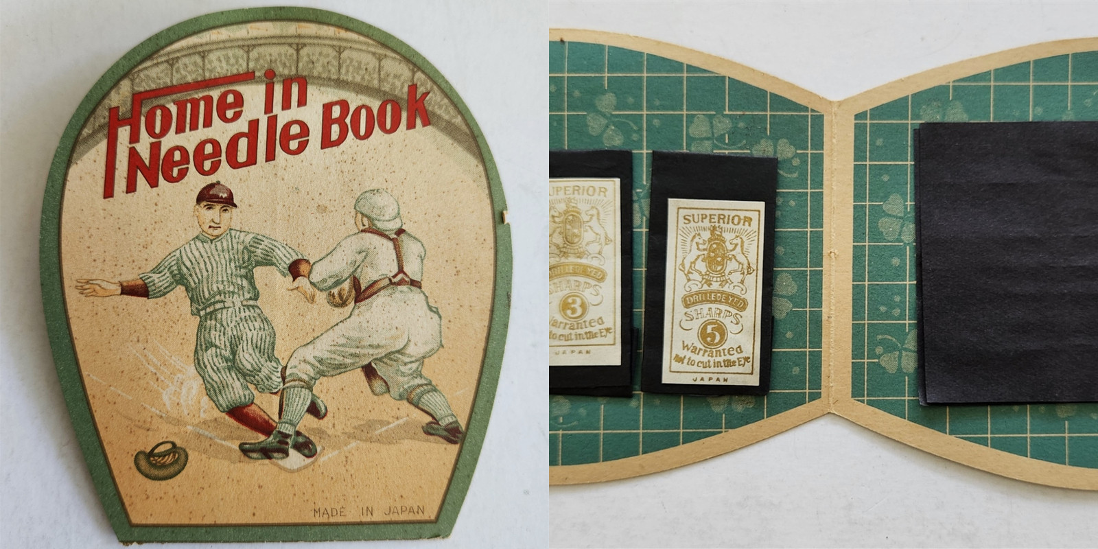 1930s antique BASEBALL home in NEEDLE BOOK sewing LOOKS USED clean japan sports