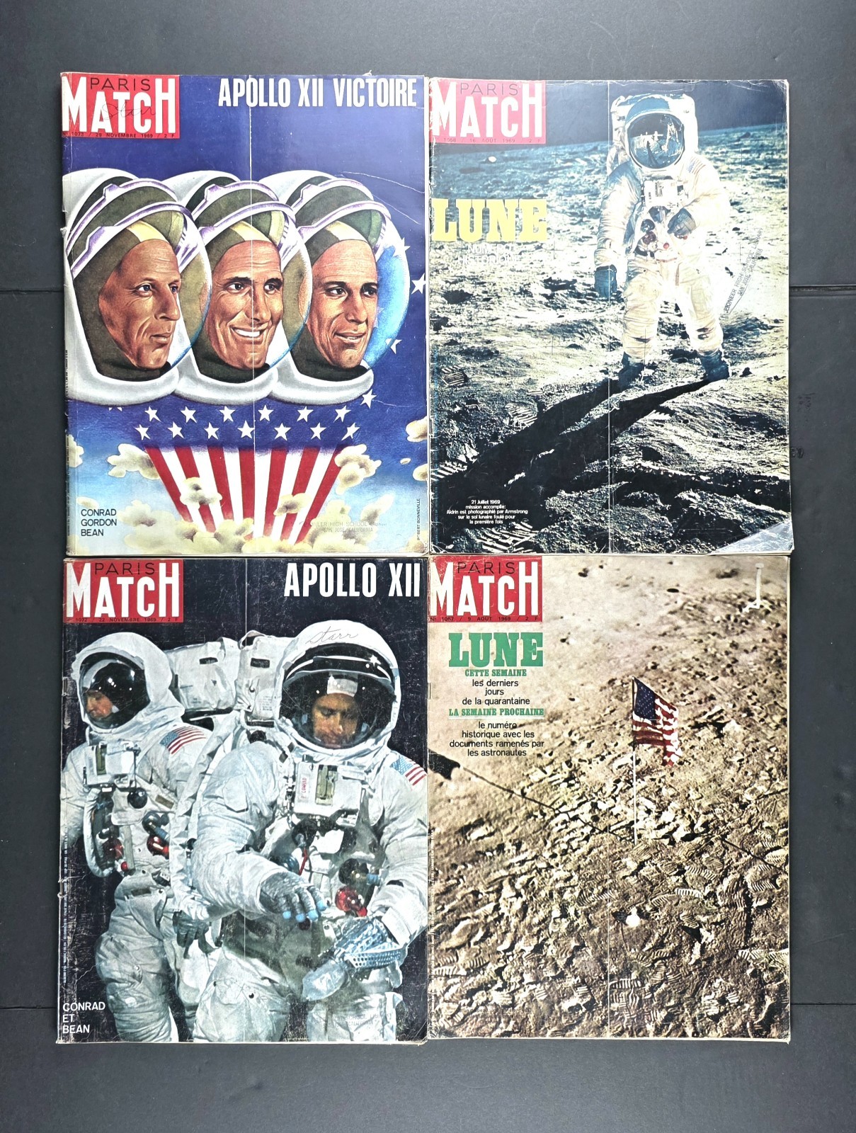 Vintage 1969 Paris Match Magazine Lot 4 Moon Landing Apollo 11 12 Astronaut NASA