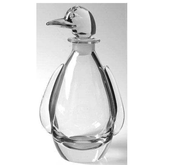 HEISEY PENGUIN SHERRY BOTTLE w STOPPER, Art Deco, Hand Blown Glass, 8 3/8\