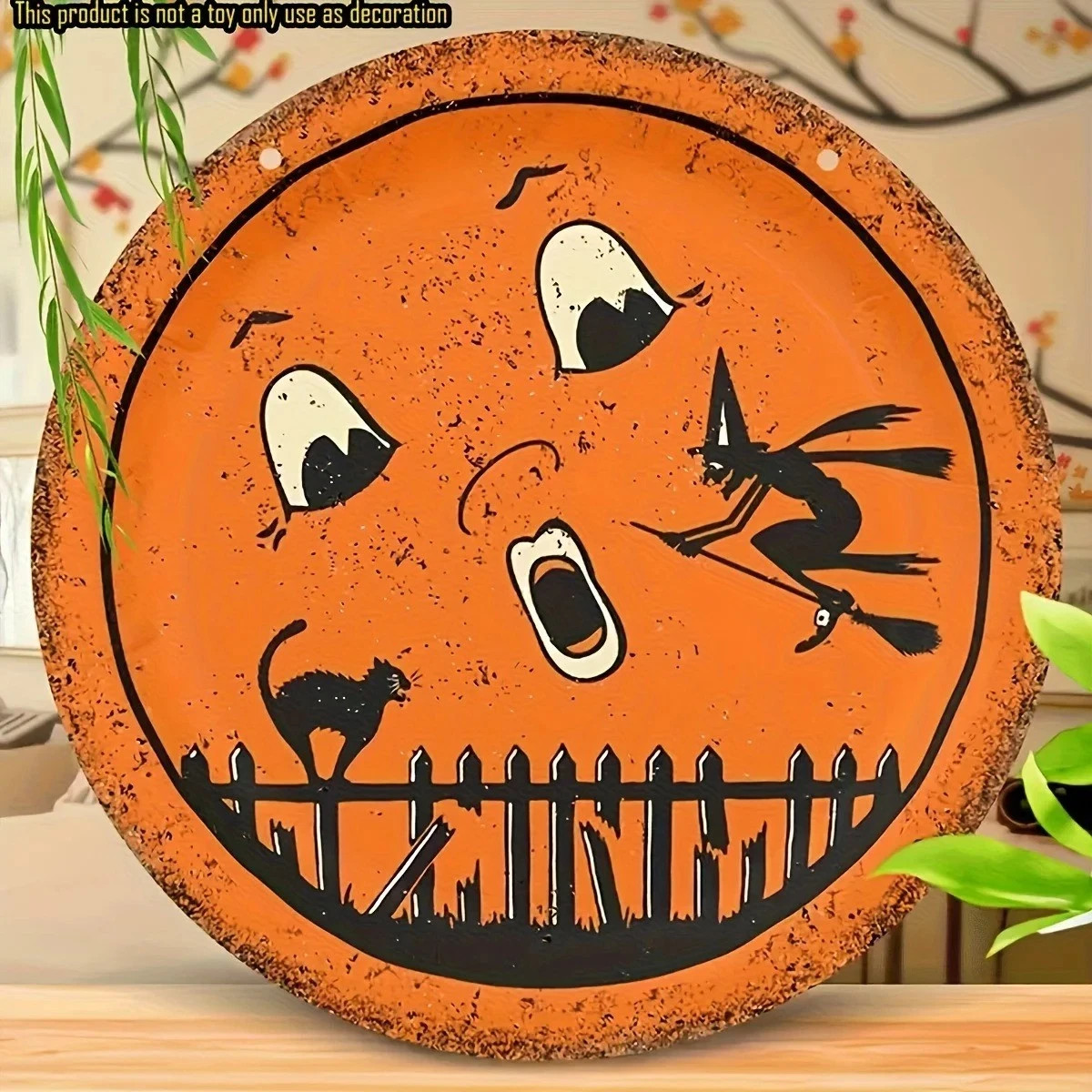Halloween Anthropomorphic VINTAGE STYLE Moon Wooden Sign Wall Decor 8\