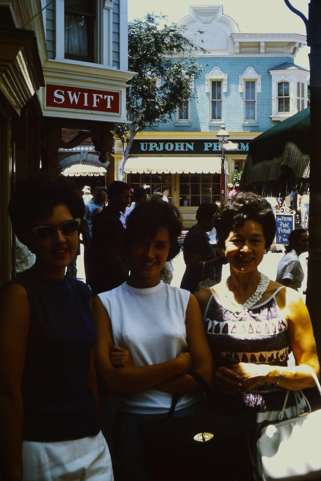 c1960's 35mm Slide, Swift Upjohn Pharmacy Storefront Women bay green Sign Window
