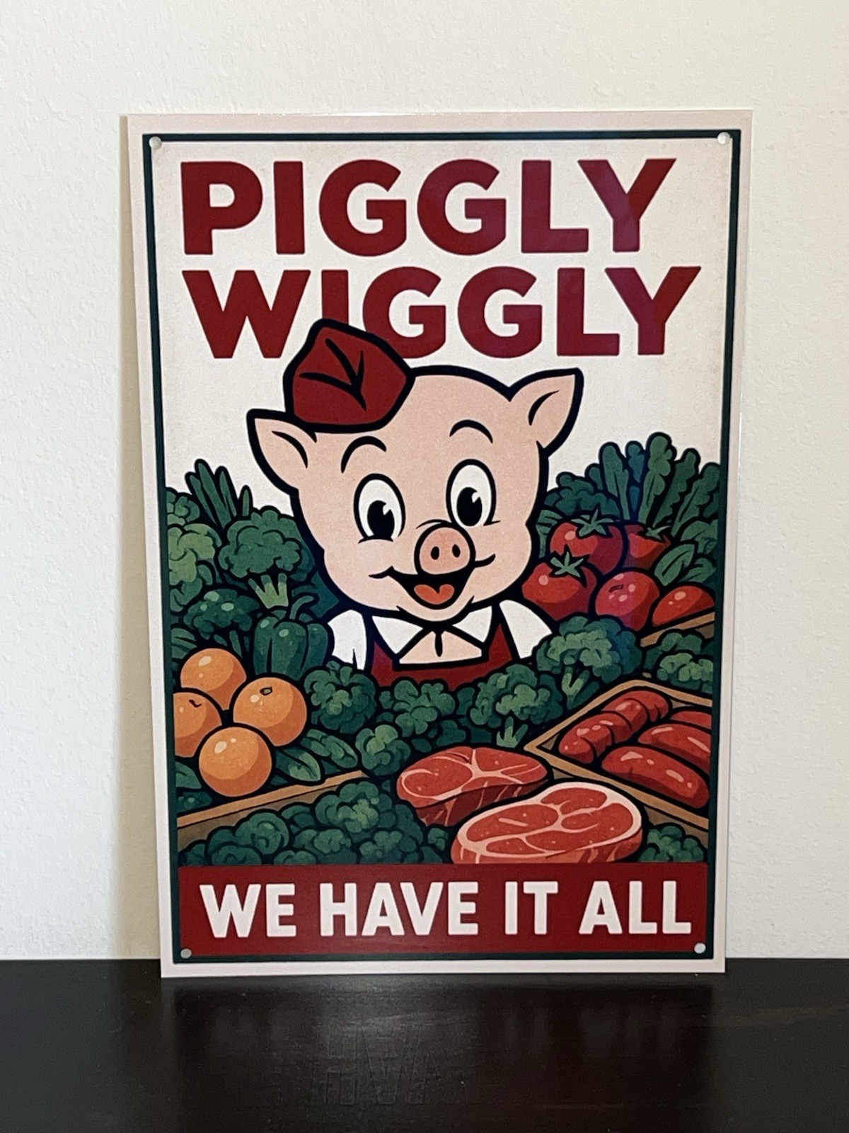 Hi Gloss Piggly Wiggly Grocery Store Vintage Style Metal Sign
