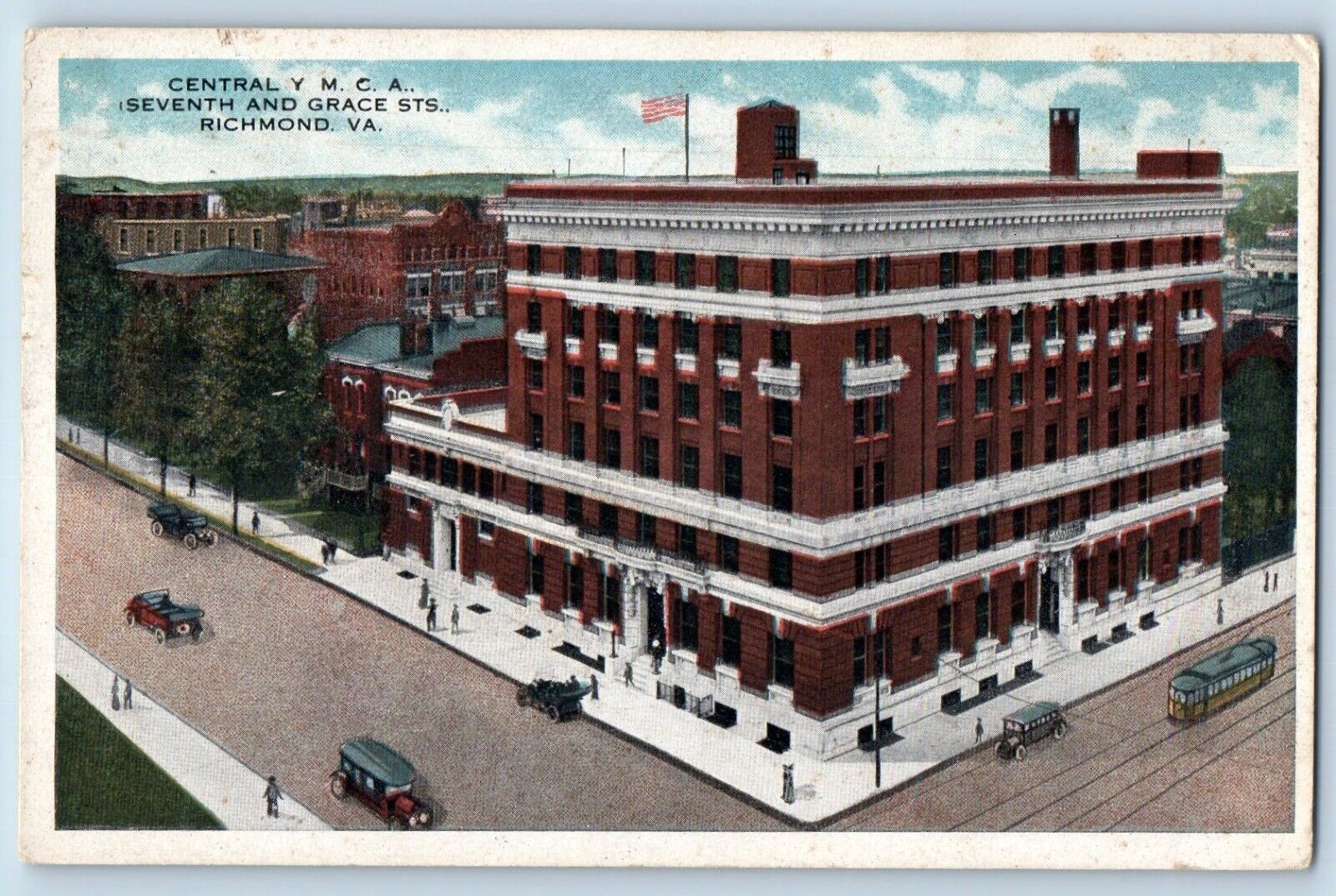 c1918 Richmond Virginia Postcard Central Y.M.C.A. Seventh Grace Street Building