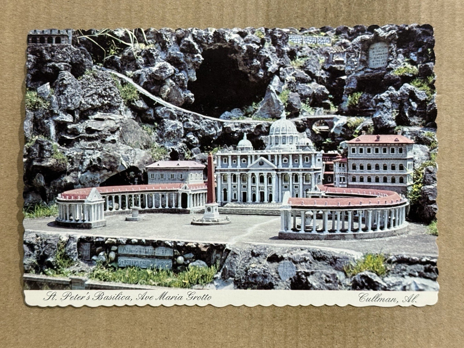 Postcard Cullen AL Alabama St Peter's Basilica Ave Maria Grotto Miniature Church