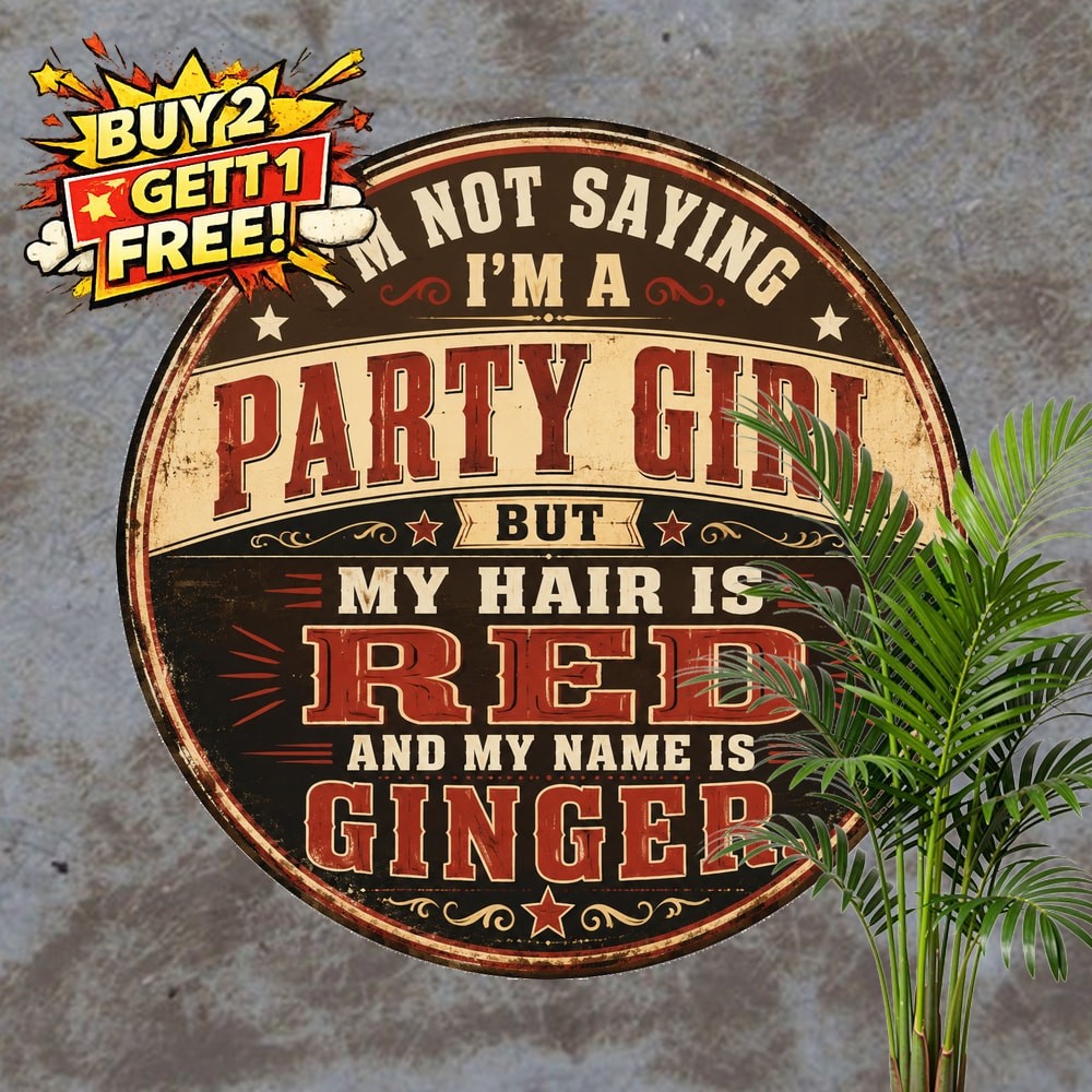 Funny Redhead Humor Brown Black Retro Round Metal Tin Sign Wall Decor 8x8