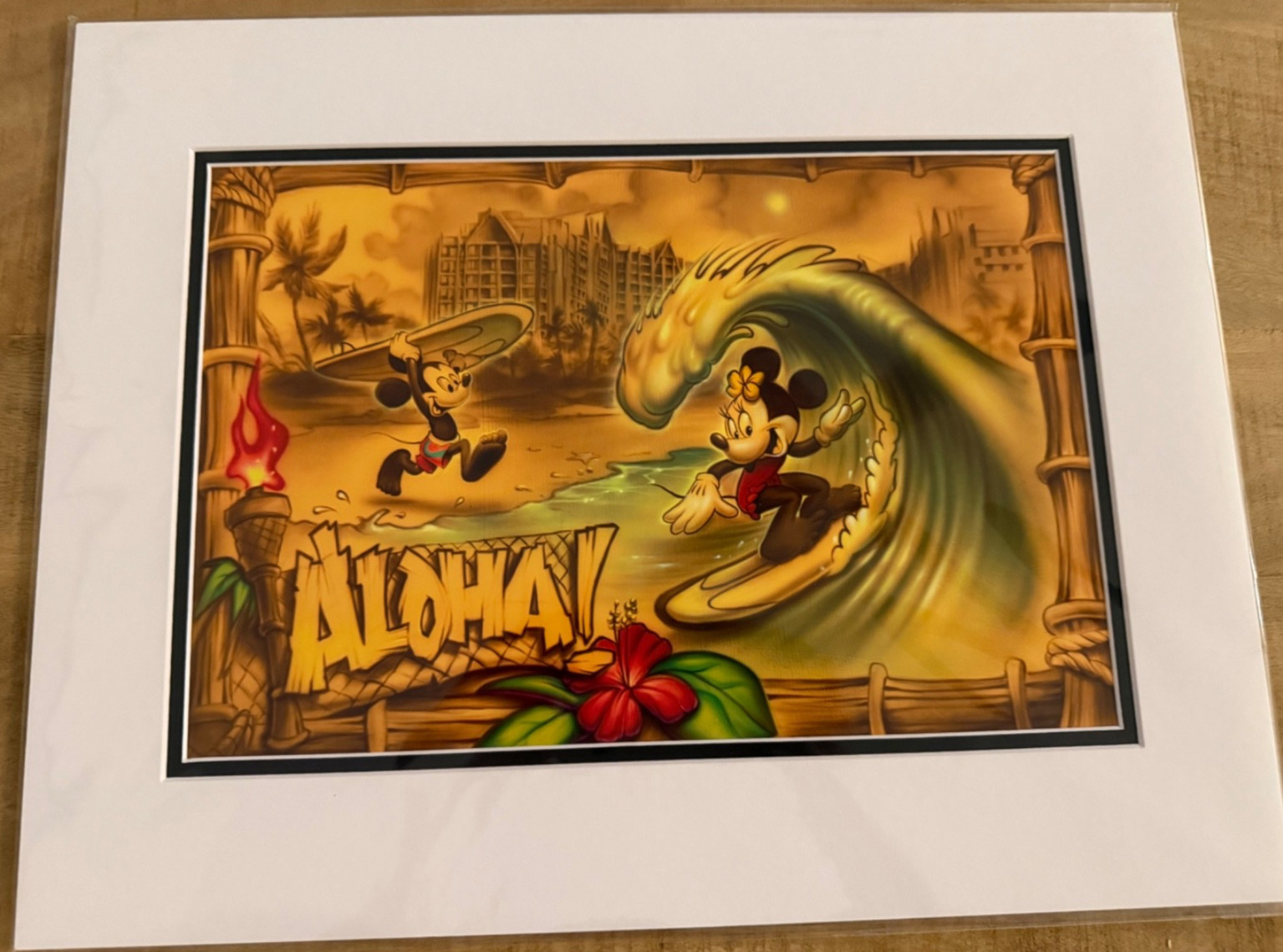 Disney Aulani Resort Noah Aloha Mickey Minnie Mouse Surfing Print 18x14” Hawaii Disney Aulani Resort Noah Aloha Mickey Minnie Mouse Surfing Print 18x14” Hawaii