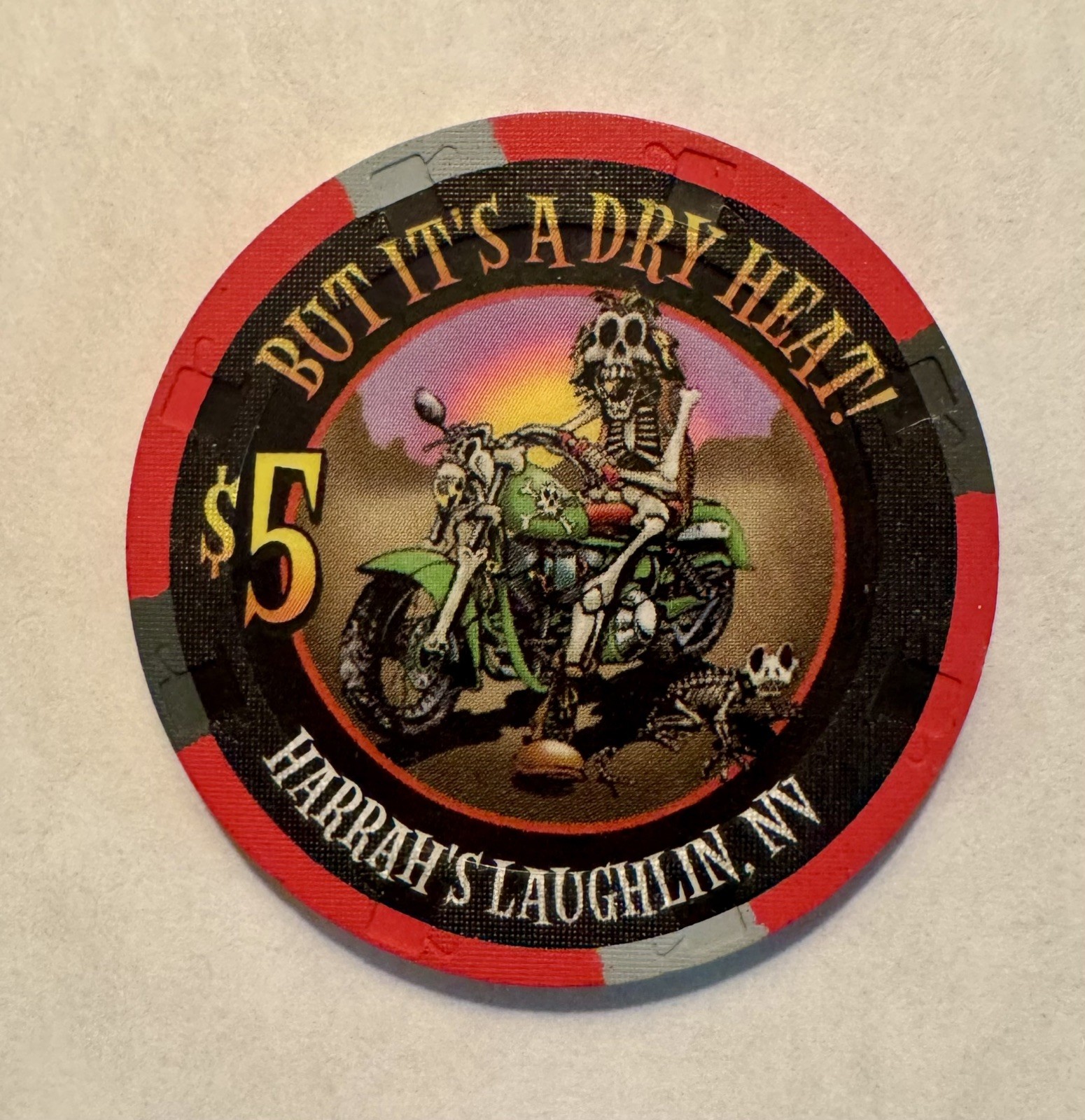 Harrah\'s Hotel/Casino Laughlin, NV  $5 Casino Poker Chip - But It\'s A Dry Heat