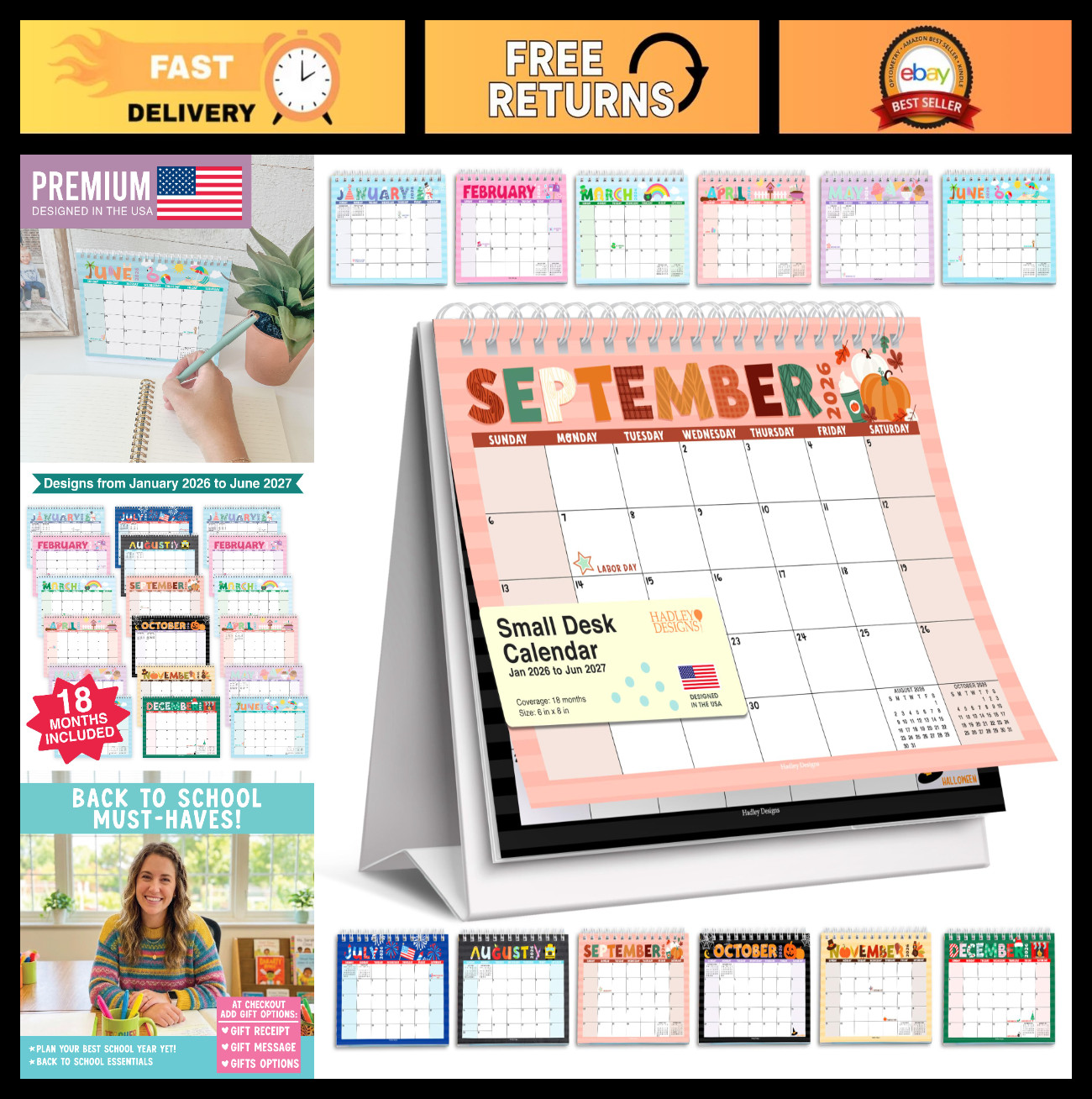 Small Desk Calendar 2026-2027 Standing Flip - 2026 Desk Calendar Small Small Desk Calendar 2026-2027 Standing Flip - 2026 Desk Calendar Small