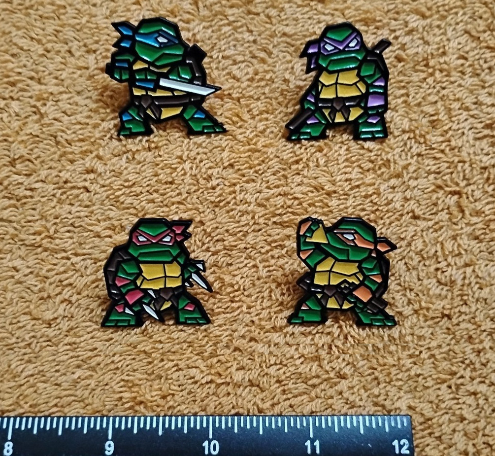 4pc TEENAGE MUTANT NINJA TURTLES TMNT PIN SET metal enamel lapel lot turtle pins 4pc TEENAGE MUTANT NINJA TURTLES TMNT PIN SET metal enamel lapel lot turtle pins