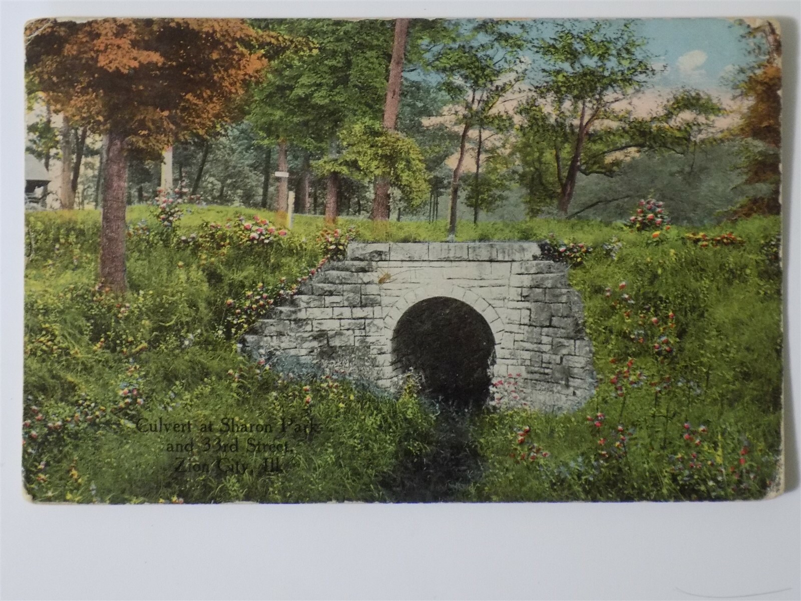 Zion City, Illinois IL ~ Culvert at Sharon Park & 33rd Street 1916 L690