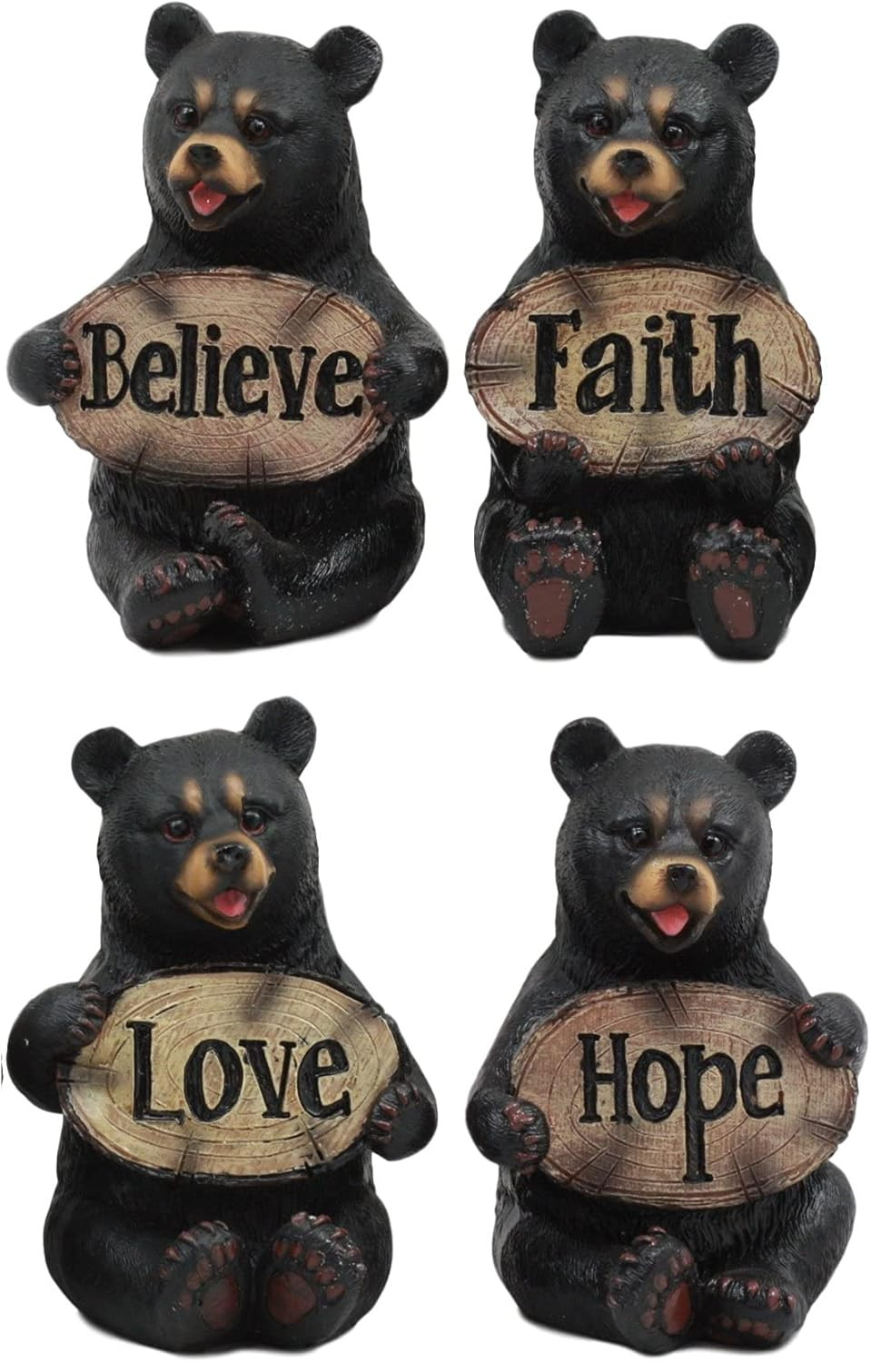 Ebros Set of Four Inspirational Bears Statues Whimsical Cute Black Bear Holding Ebros Set of Four Inspirational Bears Statues Whimsical Cute Black Bear Holding