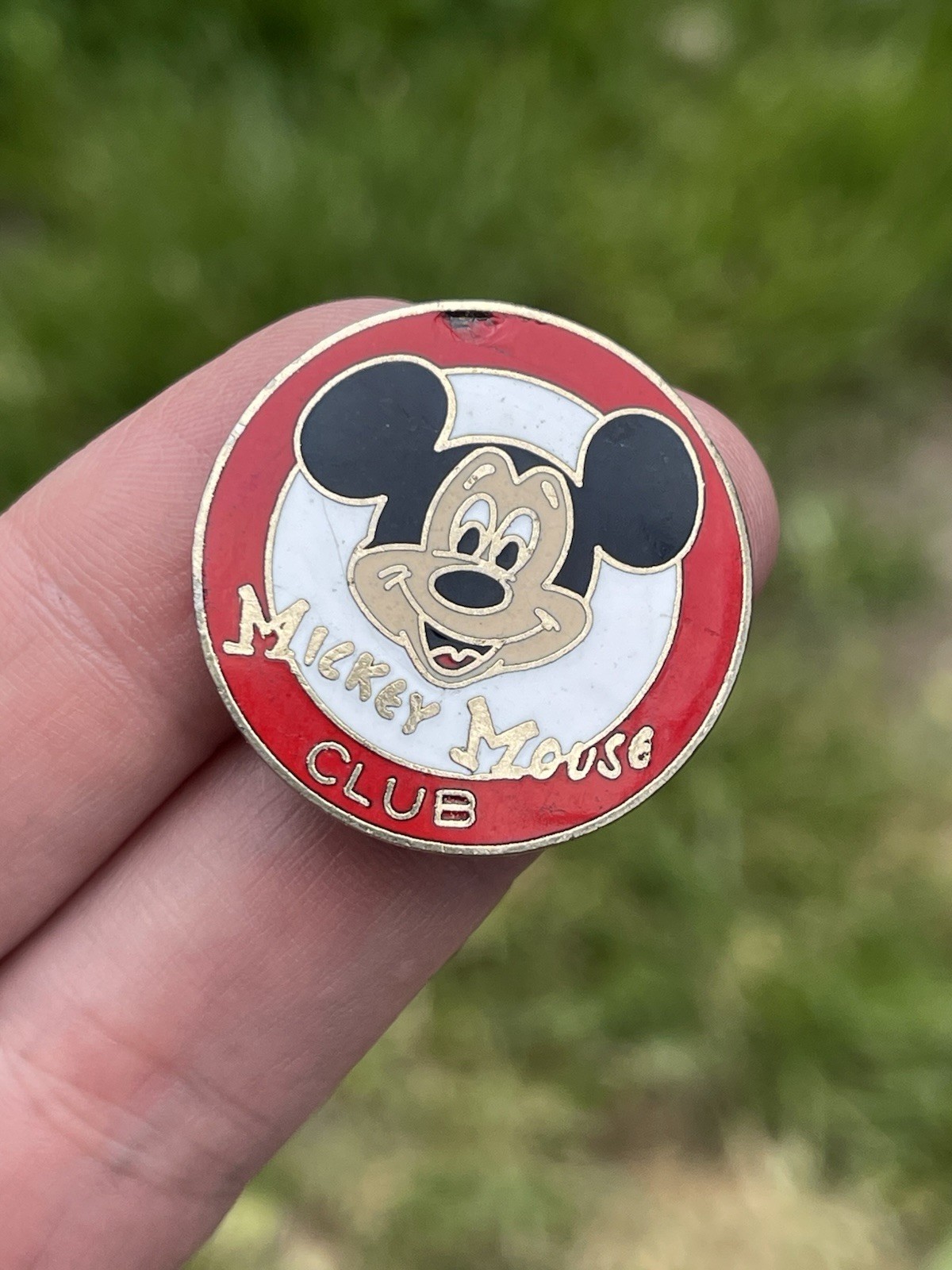 VTG Walt Disney Productions Mickey Mouse Club Enamel & Gold Tone Button-Pin Back