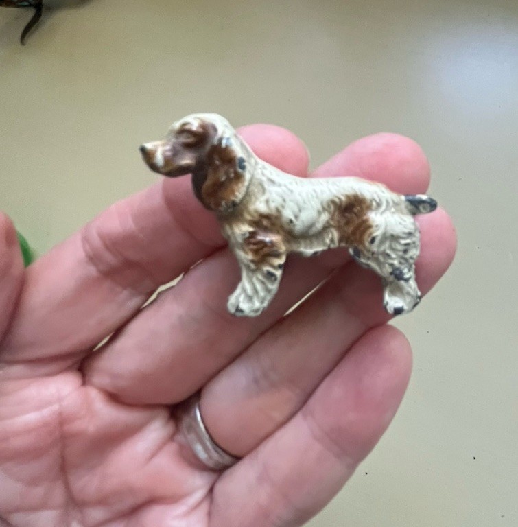 RARE Antique HUBLEY Cast Iron MINIATURE Dollhouse 1.5 Inch Cocker Spaniel Dog RARE Antique HUBLEY Cast Iron MINIATURE Dollhouse 1.5 Inch Cocker Spaniel Dog