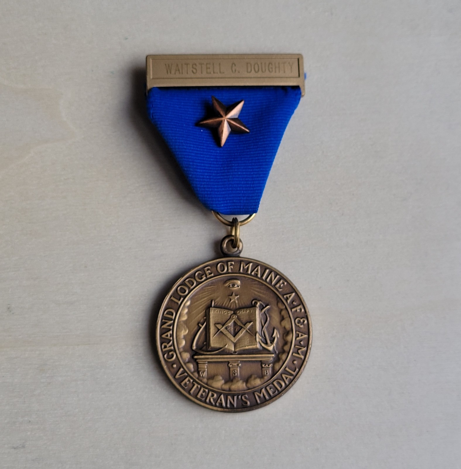 Masonic Grand Lodge Of Maine 50 Year Veterans Medal AF&AM With Ribbon 1946-1996