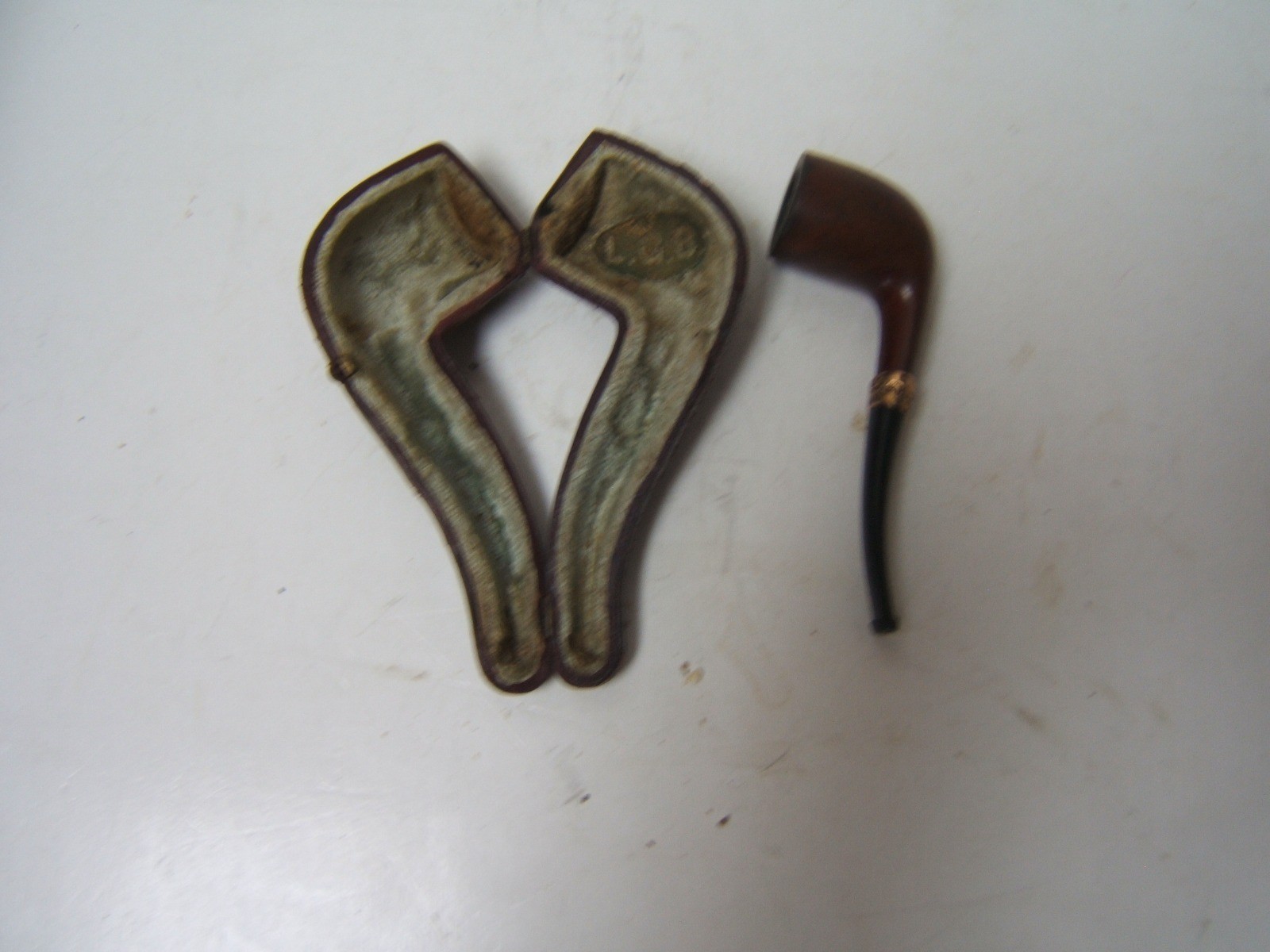 Vintage LGB Pipe with original LGB Leather Case Screw in 2 Piece Billiard