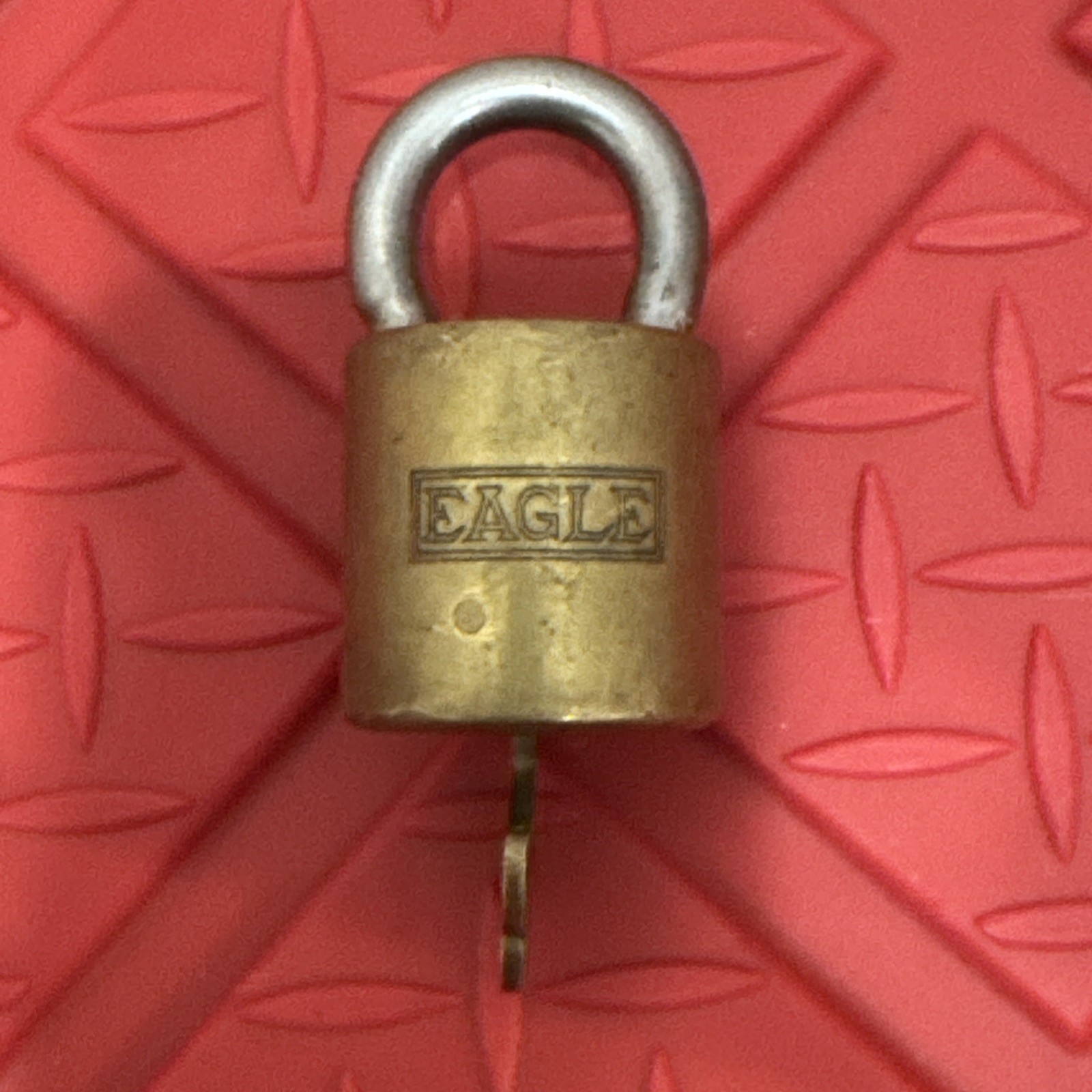 Rare Eagle Lock Padlock,Round Brass Body / Steele Shackle, With Key Vintage