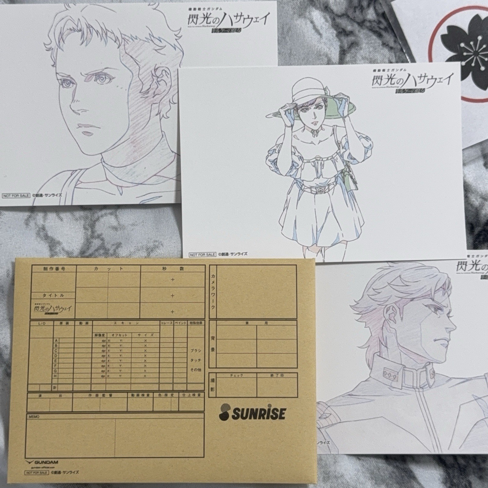Gundam Movie Hathaway Sorcery of Circe Theater Bonus #5 Replica Genga Set of 3