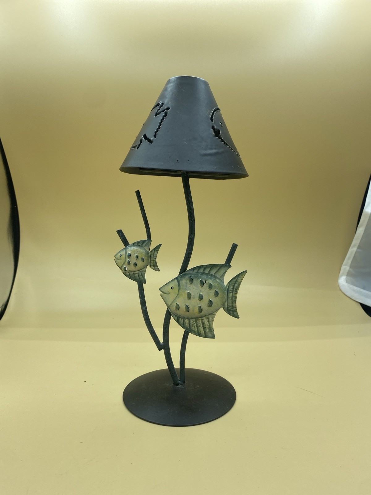 Vintage Trippies Inc 2001 Metal Fish Candle Holder Nautical Coastal Beach Decor