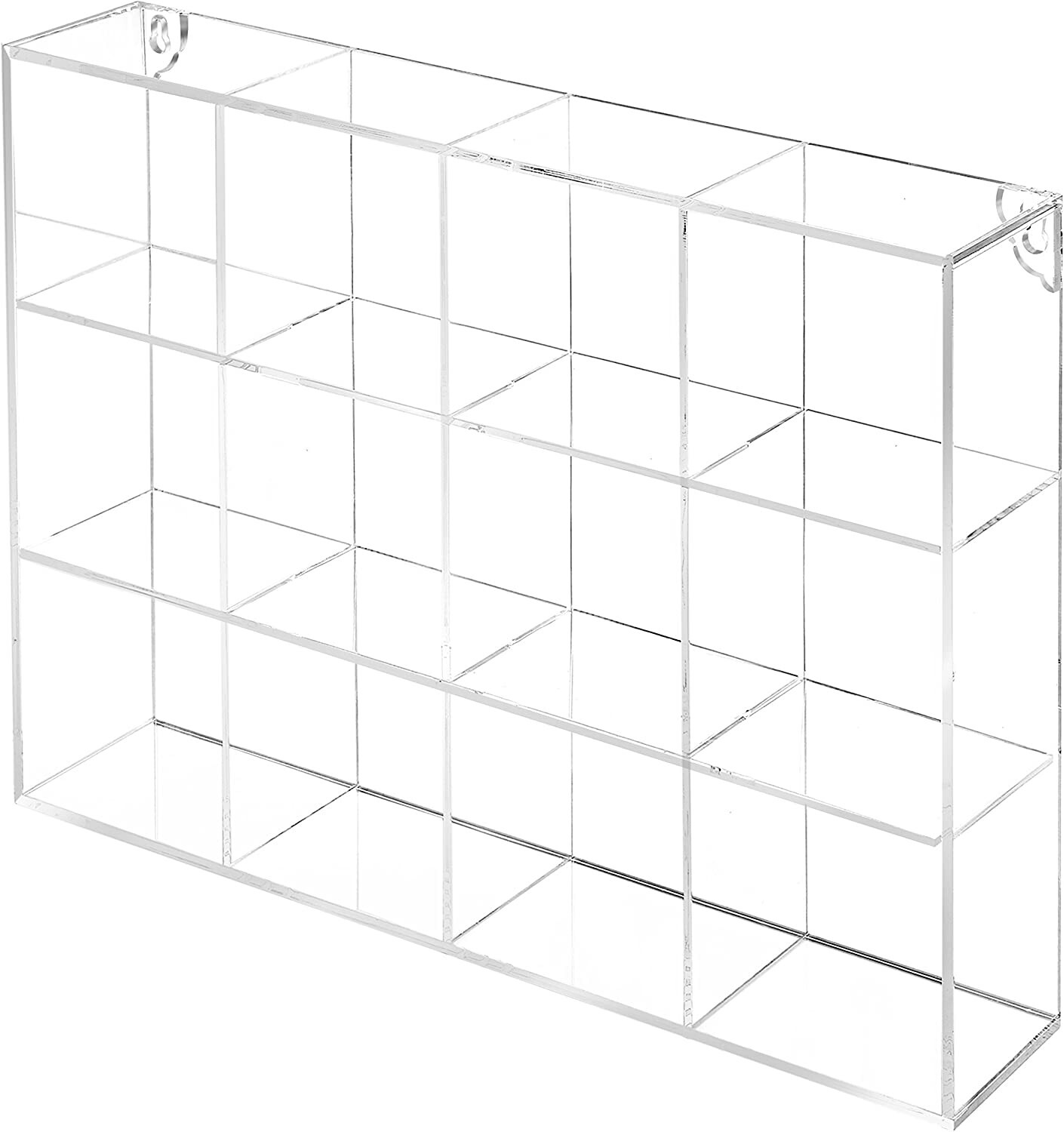 Wall Mounted Clear Acrylic Compartment Organizer Rack, Display Shadow Box Shelf