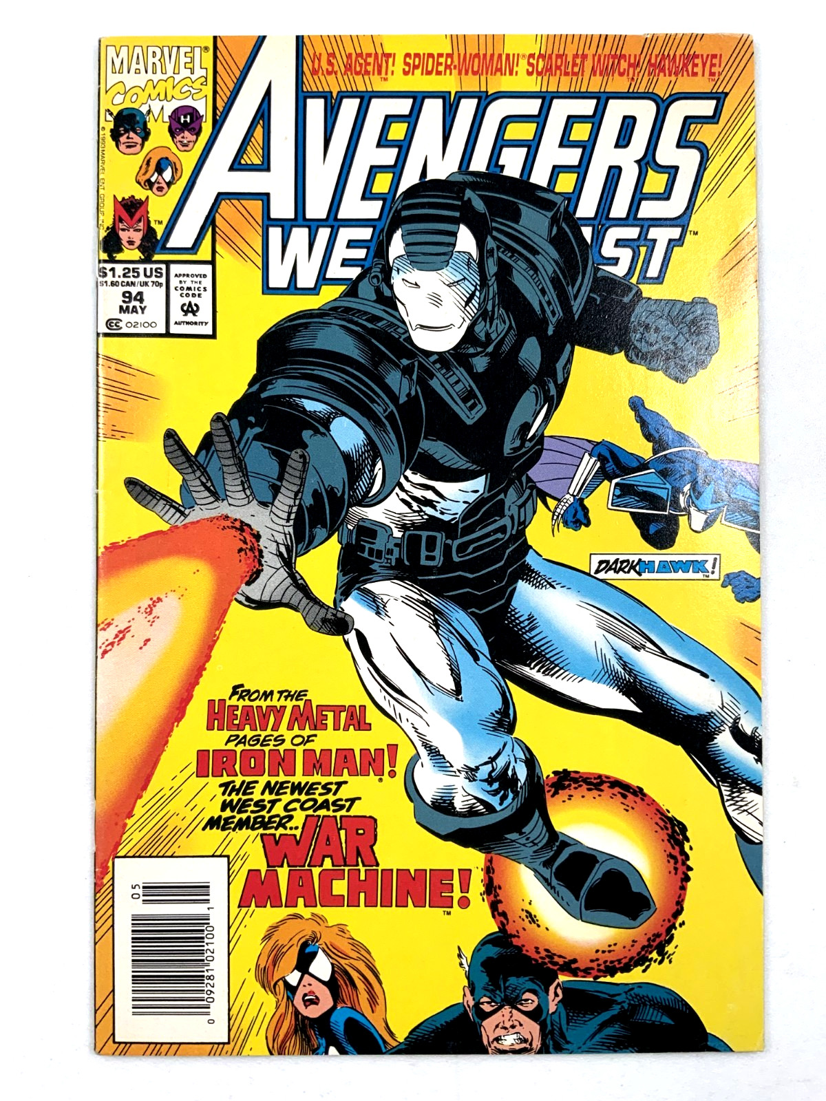 Marvel AVENGERS WEST COAST (1993) #94 Newsstand Key 1st War Machine Name VF 8.0