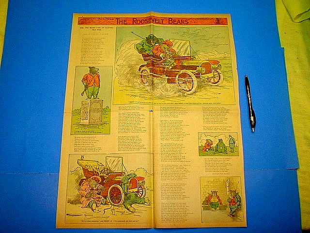 VINTAGE 1906 THE ROOSEVELT BEARS NEWSPAPER COMIC STRIP PAGE