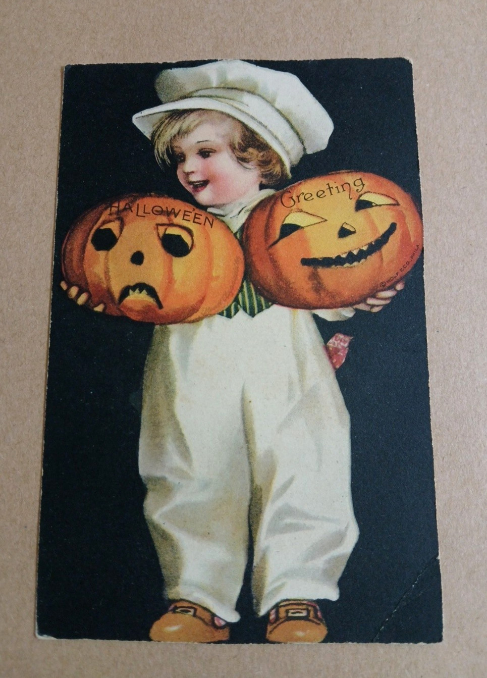 Antique Ellen Clapsaddle Halloween Postcard Wolf Series 501 Boy with JOL READ Antique Ellen Clapsaddle Halloween Postcard Wolf Series 501 Boy with JOL READ