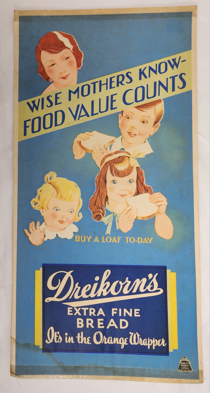 Old Dreikorn's Extra Fine Bread  Paper Sign 20