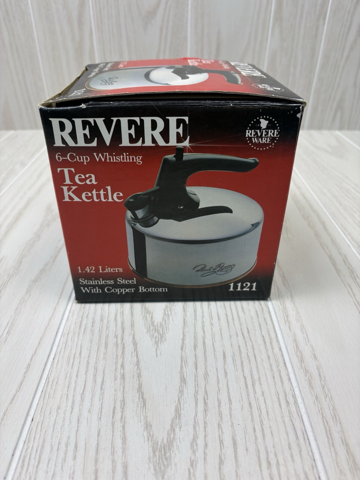 VTG Revere Ware Stainless Steel 6 Cup Whistling Tea Kettle 1121 Copper Bottom