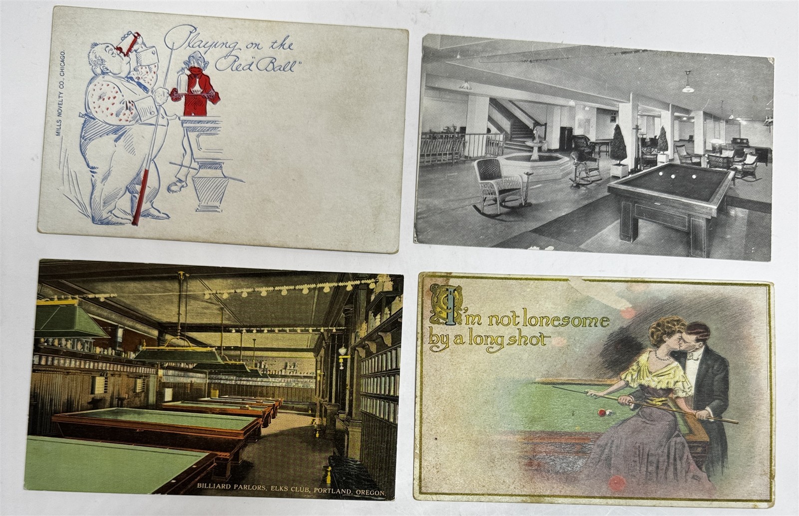 Antique c1903-1907 Sweetheart Romance Postcard Pool Table “I’m Not Lonesome”