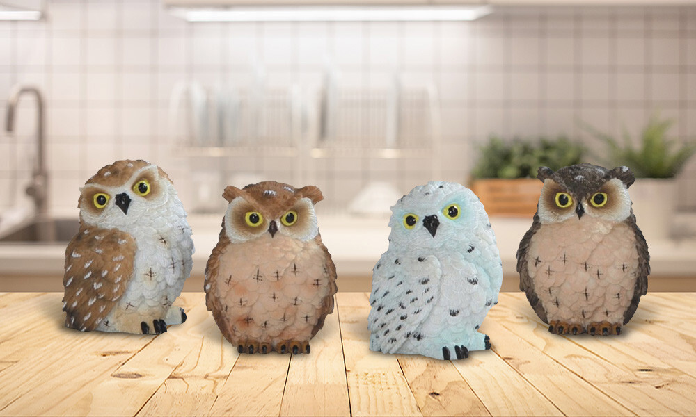 4-Piece Lovely Owl Figurine Set - Cute Owl in Different Colors 2 4-Piece Lovely Owl Figurine Set - Cute Owl in Different Colors 2