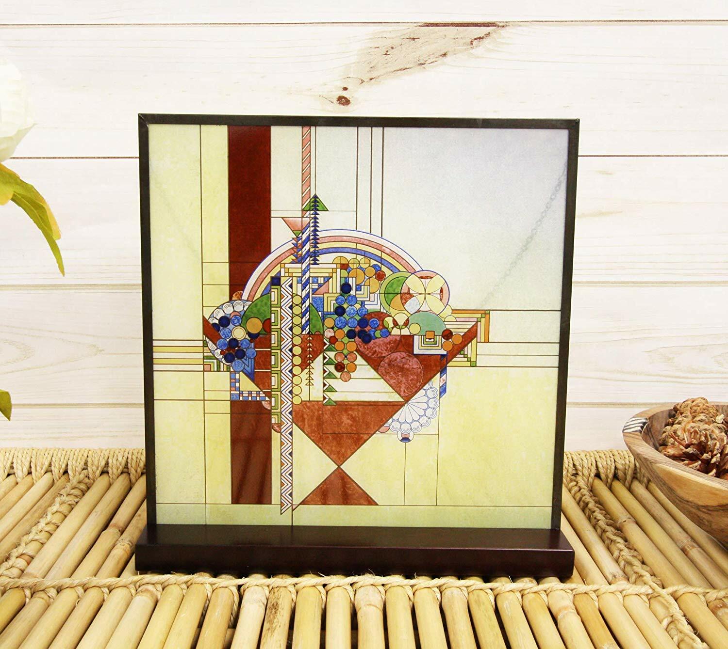 Frank Lloyd Wright Metal Framed May Basket Stained Glass Desktop Or Wall Plaque Frank Lloyd Wright Metal Framed May Basket Stained Glass Desktop Or Wall Plaque