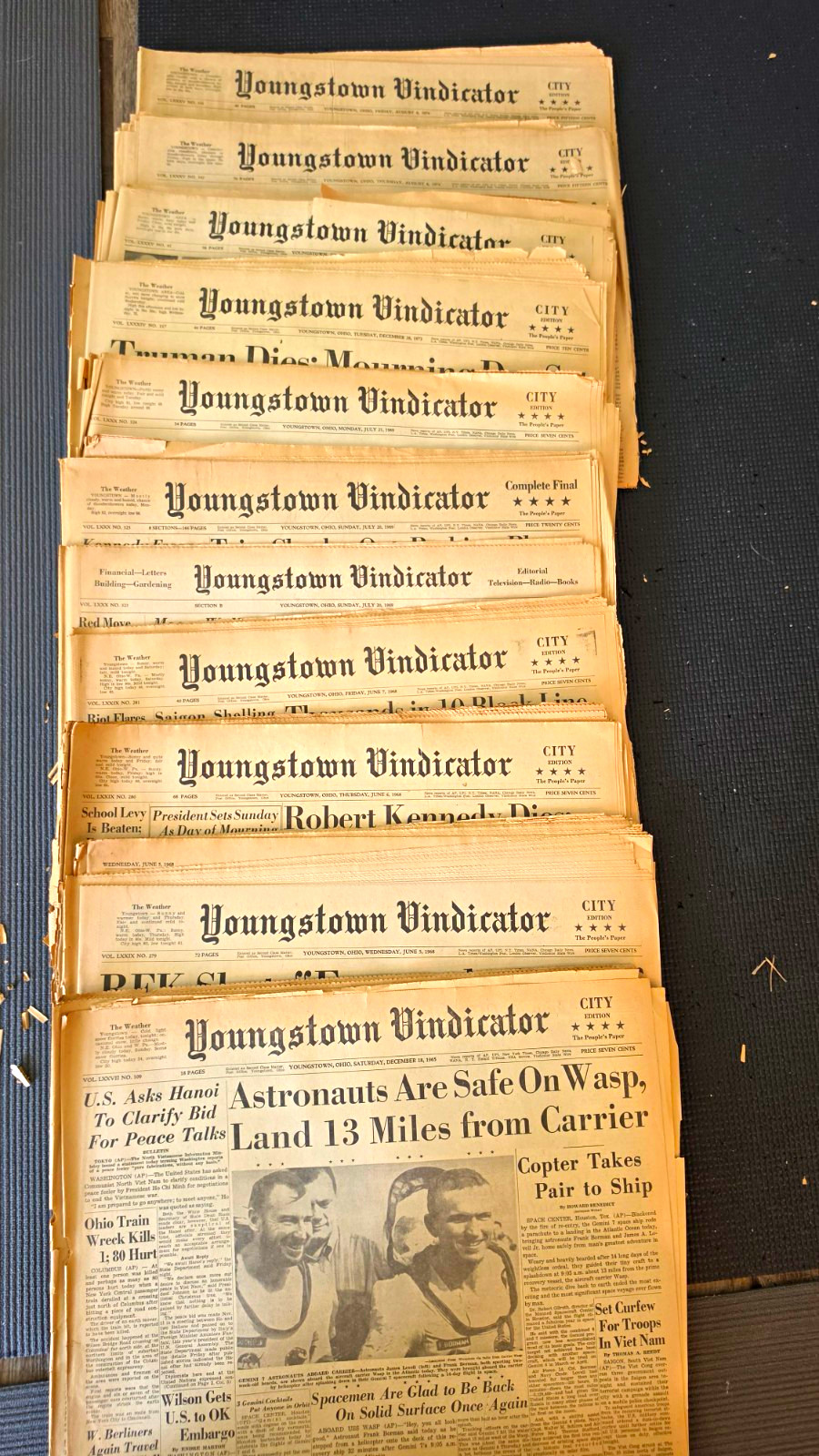 Youngstown Vindicator Newspapers LOT/. 1924, 1925, 1965-1974. 15 Total Youngstown Vindicator Newspapers LOT/. 1924, 1925, 1965-1974. 15 Total