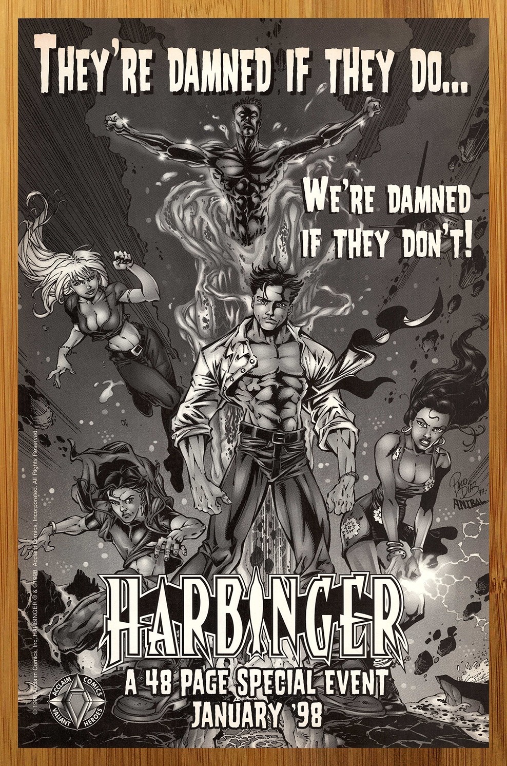 1998 Acclaim Comics Harbinger Vintage Print Ad/Poster Paco Diaz Promo Art 90s
