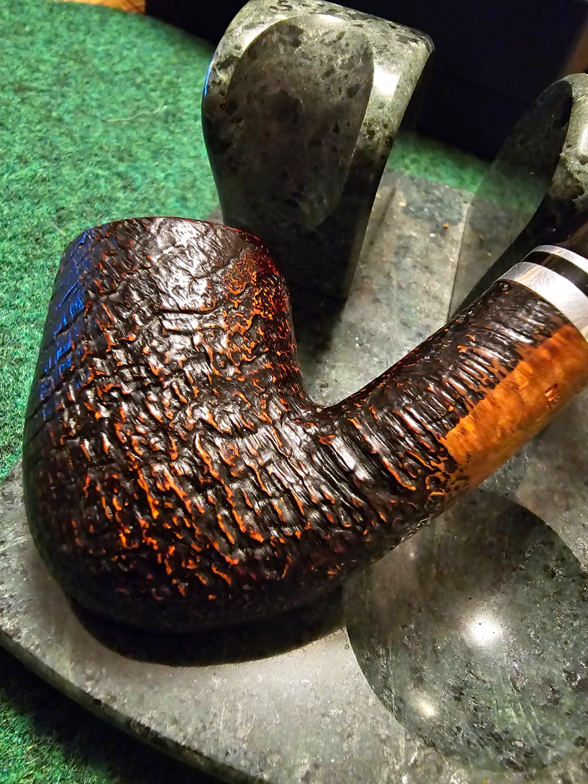 Stanwell Trio Danish Design 246 Bent Billiard Rusticated Tobacco pipe