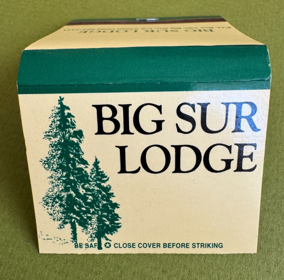 “Big Sur Lodge” California Matchbook; Great Shape, Vivid Art; Un*Struck; Nicee